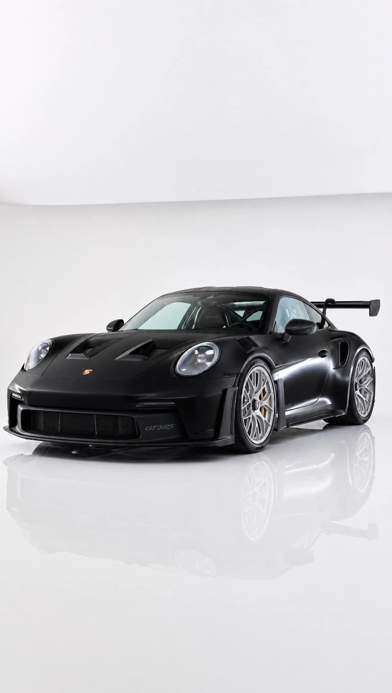 Commercial product studio lighting prompt example for AI video generation featuring a Porsche